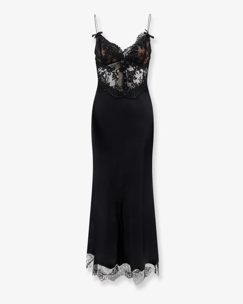 Self-Portrait Satin dress with lace profiles -  - gender_Woman Black