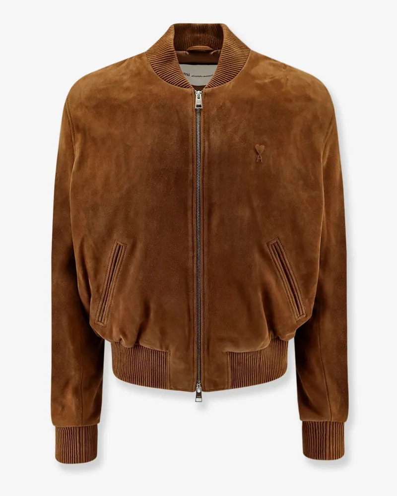 AMI Paris Suede goatskin jacket -  - gender_Man Brown