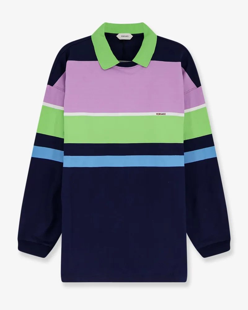 Versace Multicolor stripes cotton sweatshirt -  - gender_Woman Blue