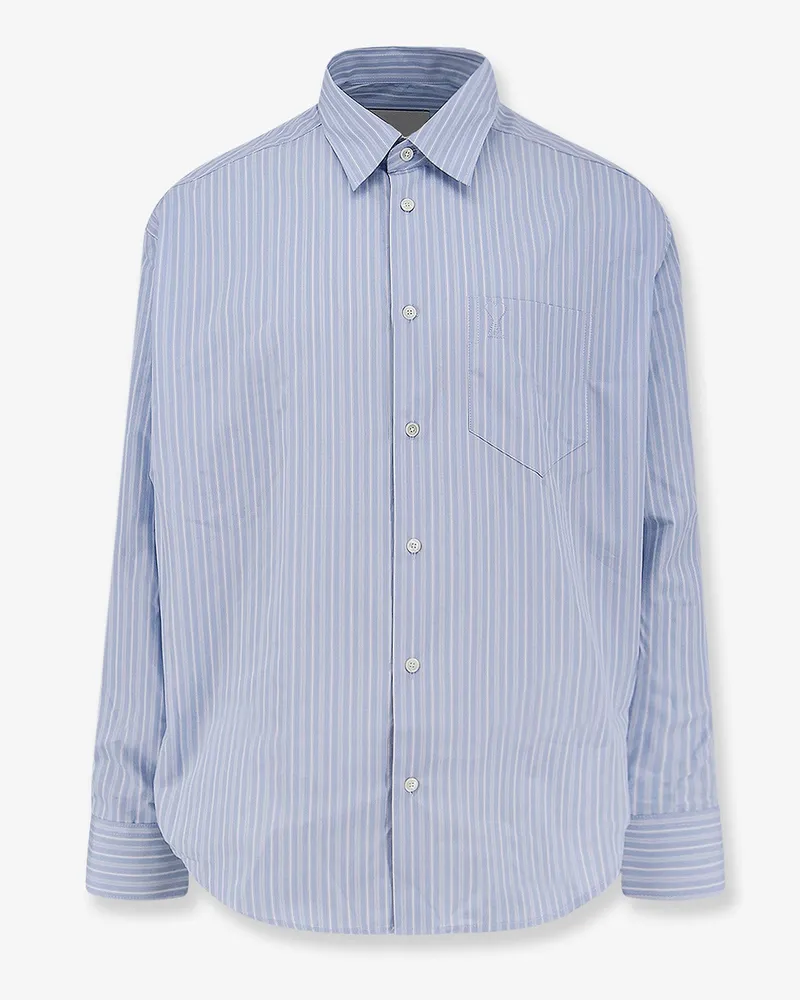 AMI Paris Striped cotton shirt -  - gender_Man Blue