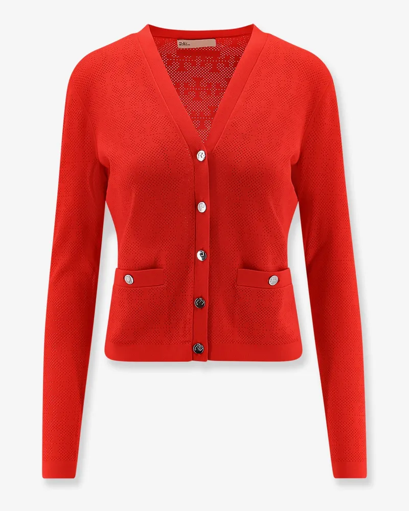 Tory Burch T Monogram Jacquard viscose blend cardigan -  - gender_Woman Red