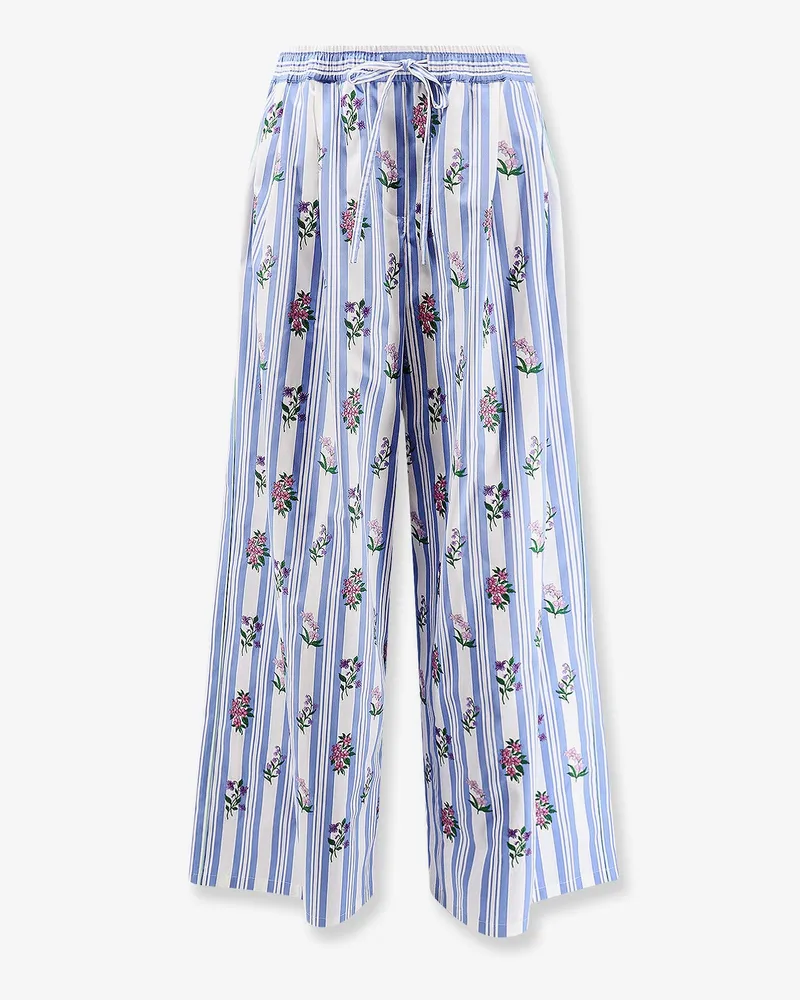Dolce & Gabbana Poplin trousers with multicolor embroidery -  - gender_Woman Blue