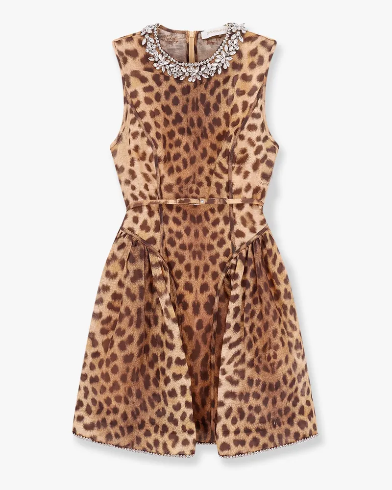 Zimmermann Linen and silk mini dress with animalier print -  - gender_Woman Animal