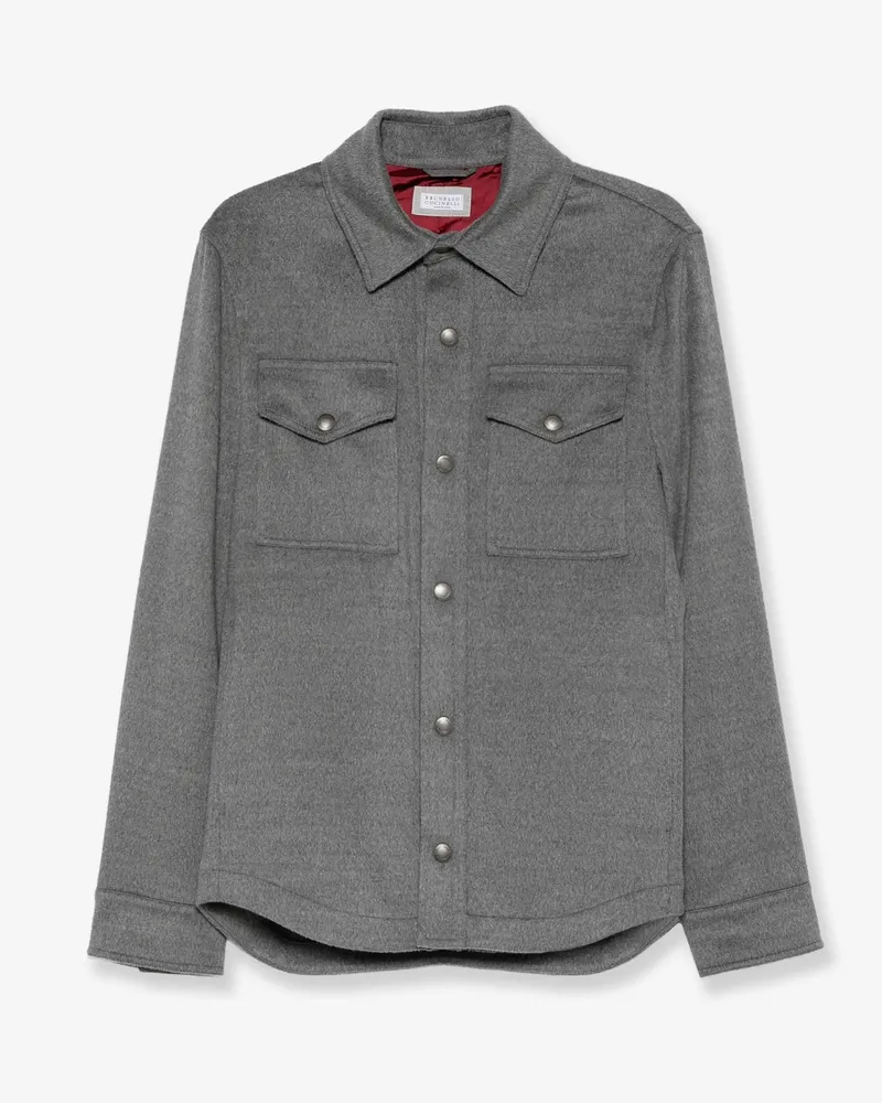 Brunello Cucinelli Outerwear lightweight virgin wool cloth shirt -  - gender_Man Grey