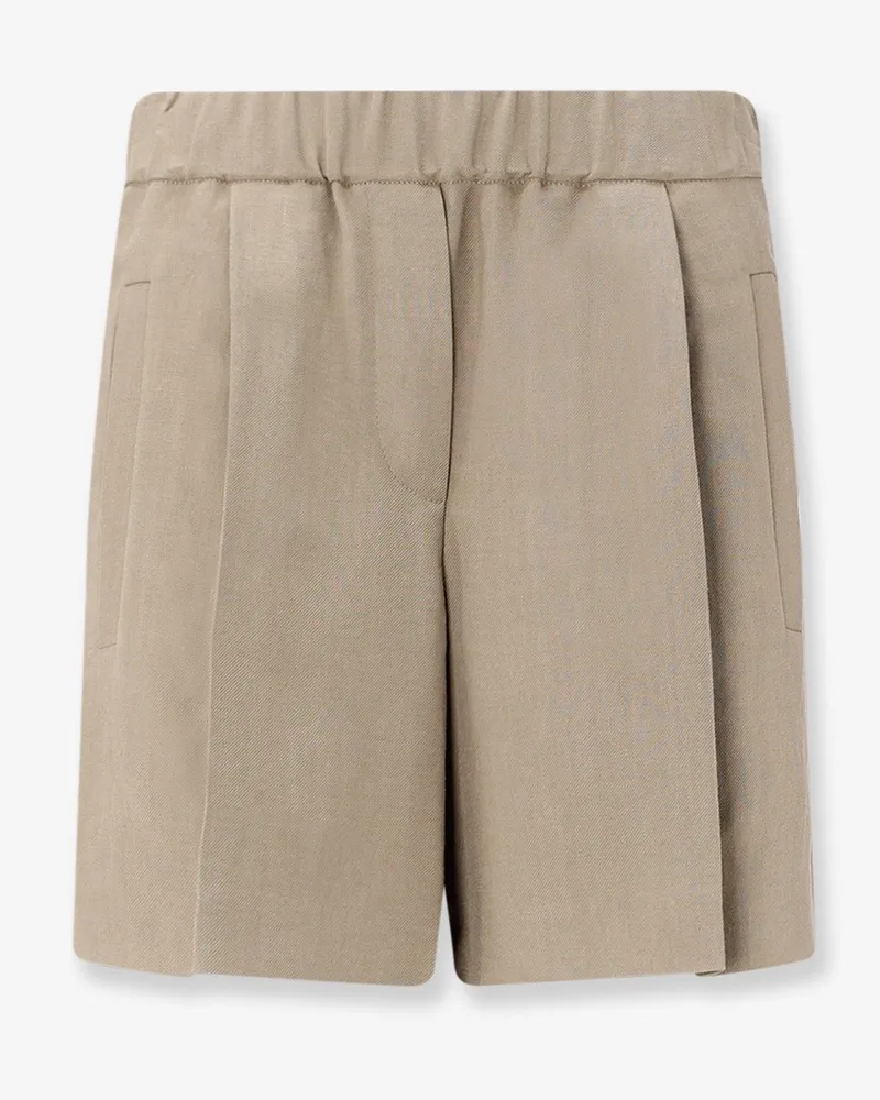 Brunello Cucinelli Viscose and linen blend bermuda shorts -  - gender_Woman Beige