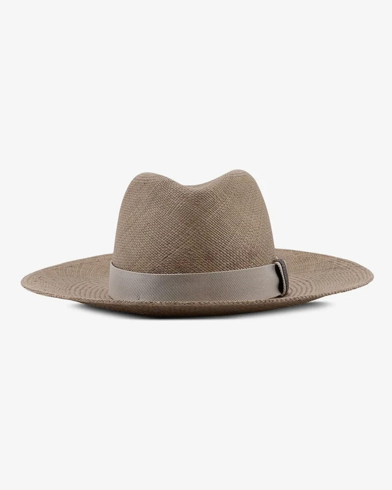 Brunello Cucinelli Raffia Fedora hat with Monili detail -  - gender_Woman Beige