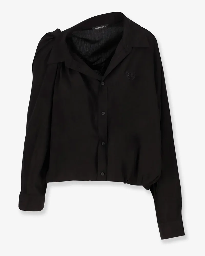 Balenciaga One shoulder lyocell shirt -  - gender_Woman Black