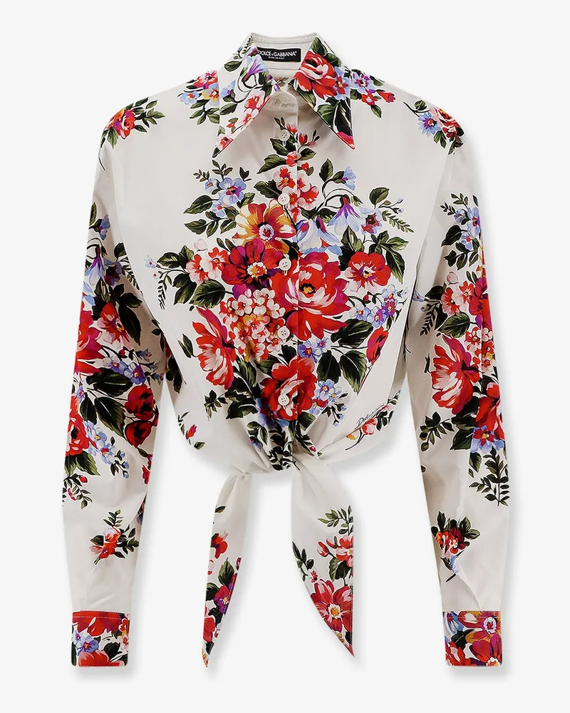 Dolce & Gabbana Cotton shirt with multicolor print -  - gender_Woman White