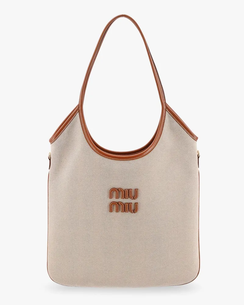 Miu Miu Ivy canvas shopping bag -  - gender_Woman Beige