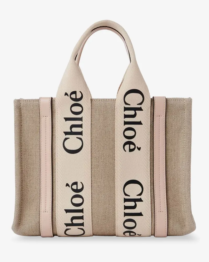 Chloé Woody linen and leather Tote Bag -  - gender_Woman Beige