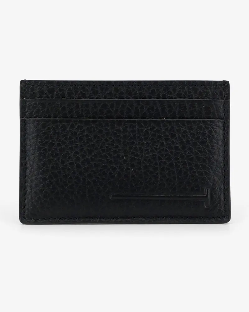 Tom Ford Leather card holder with embossed logo -  - gender_Man Black