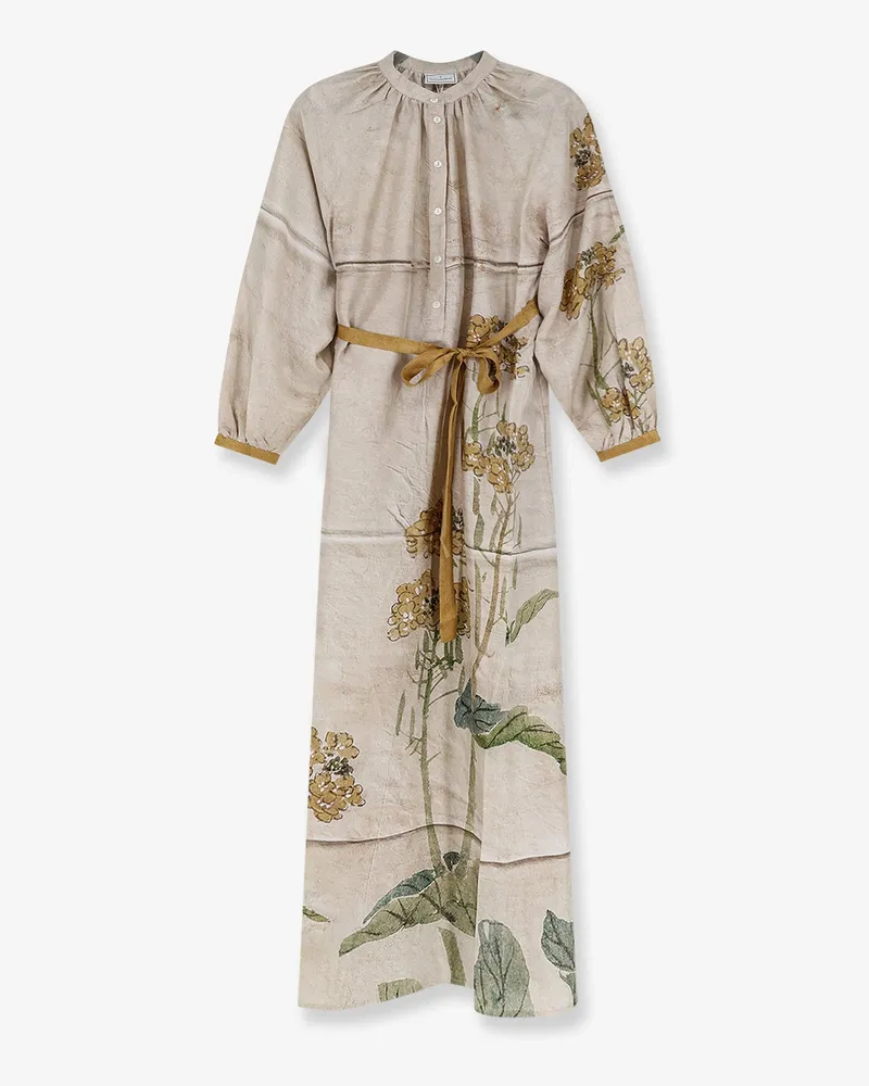 Pierre-Louis Mascia Aloe long silk dress -  - gender_Woman Beige