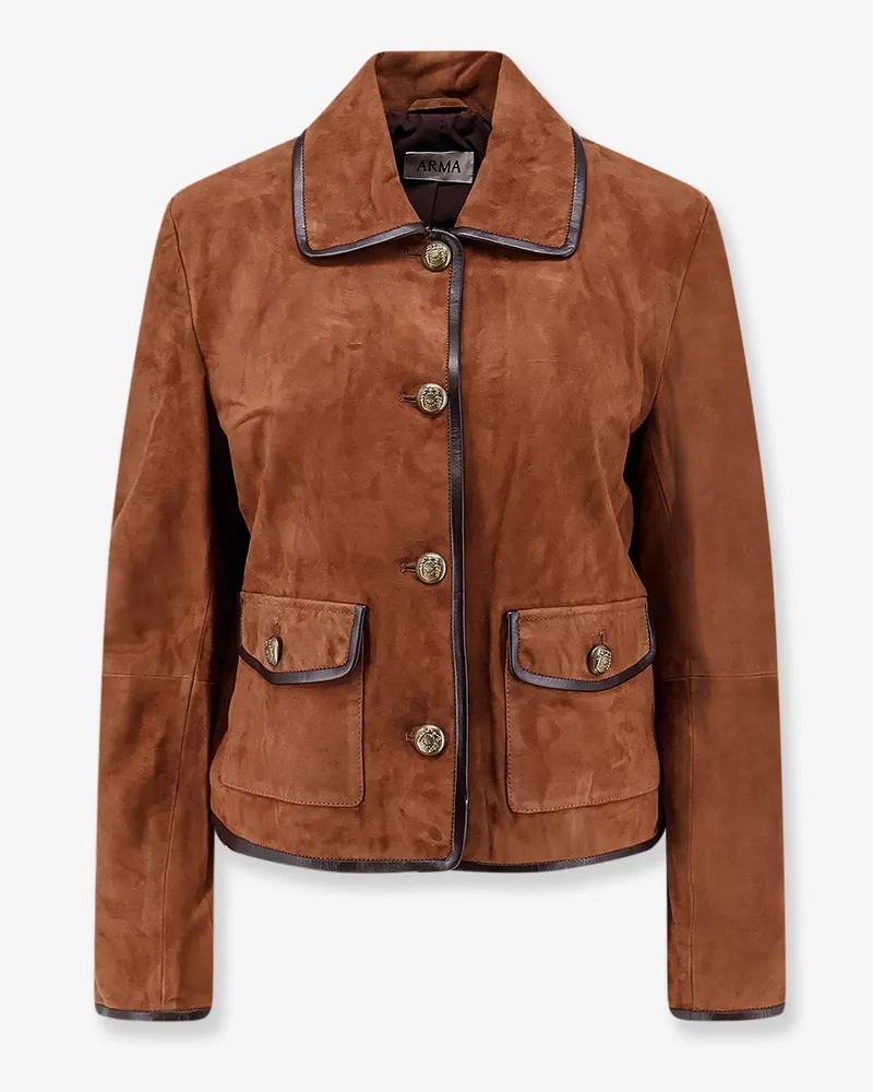 Arma Yasmine suede jacket with leather trim -  - gender_Woman Brown