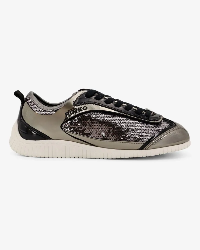 Pinko Reby 10 mirror fabric sneakers with sequins -  - gender_Woman Grey