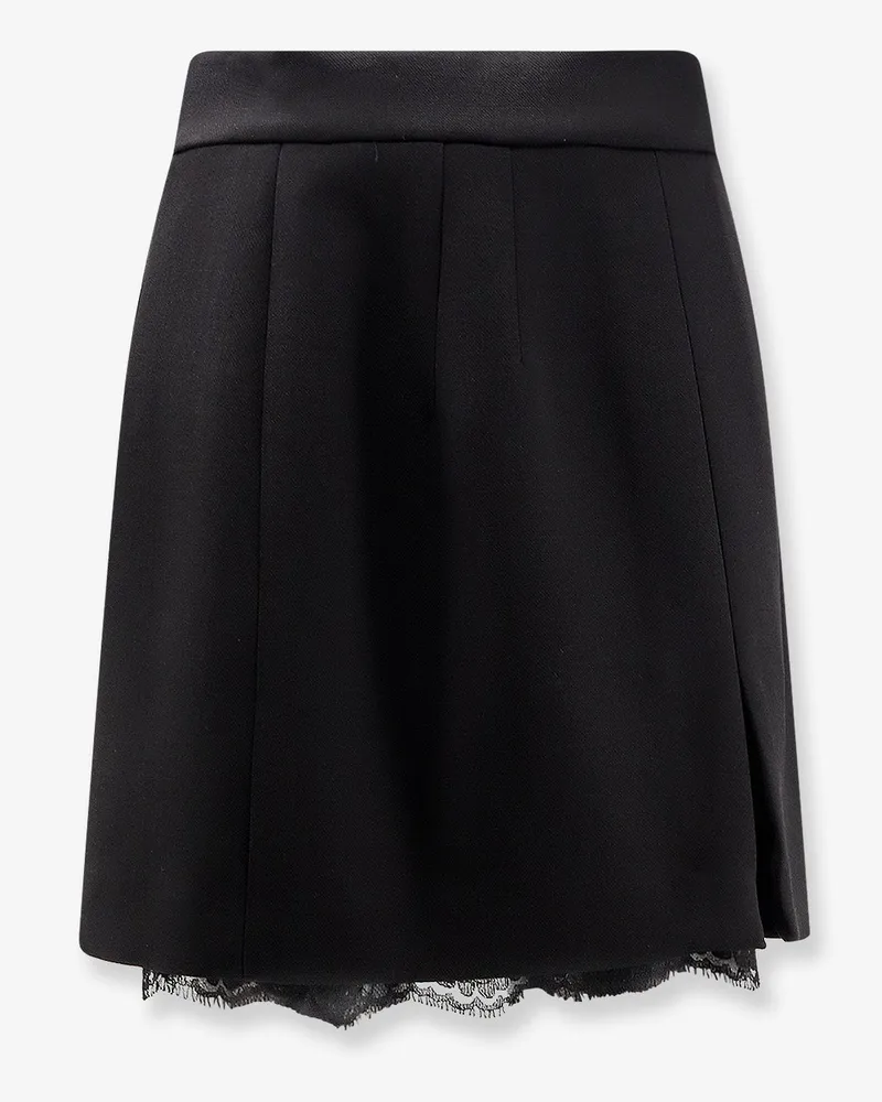 Dolce & Gabbana Virgin wool mini skirt with lace detail -  - gender_Woman Black