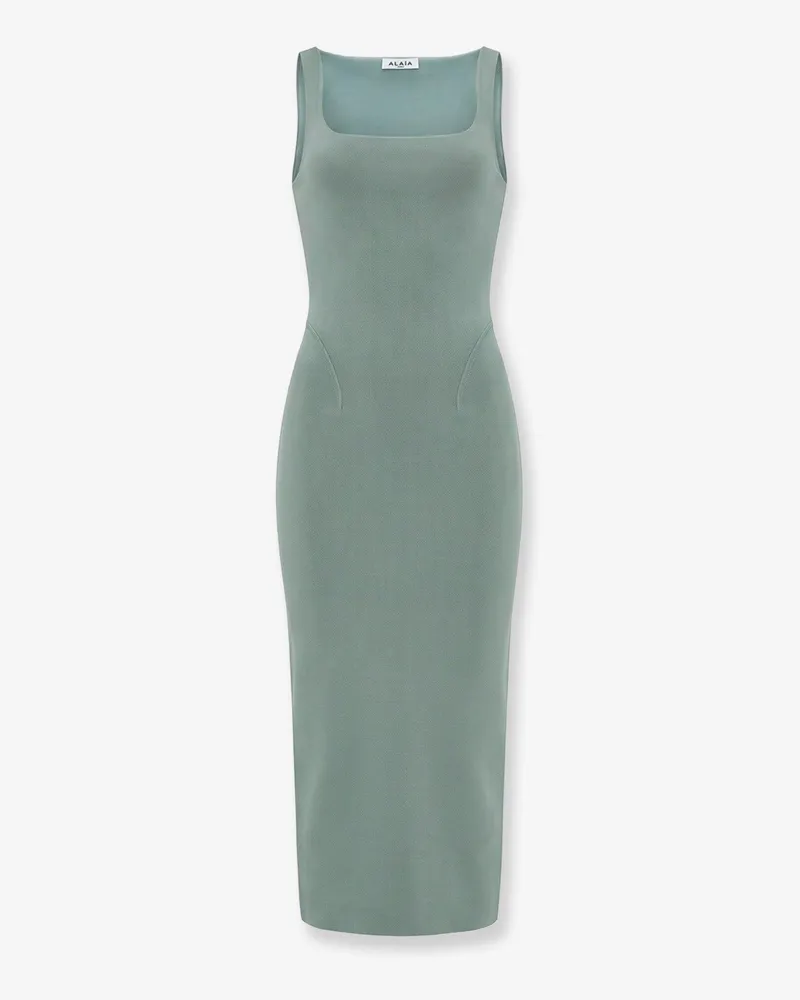 Alaïa Long silk knit dress -  - gender_Woman Green