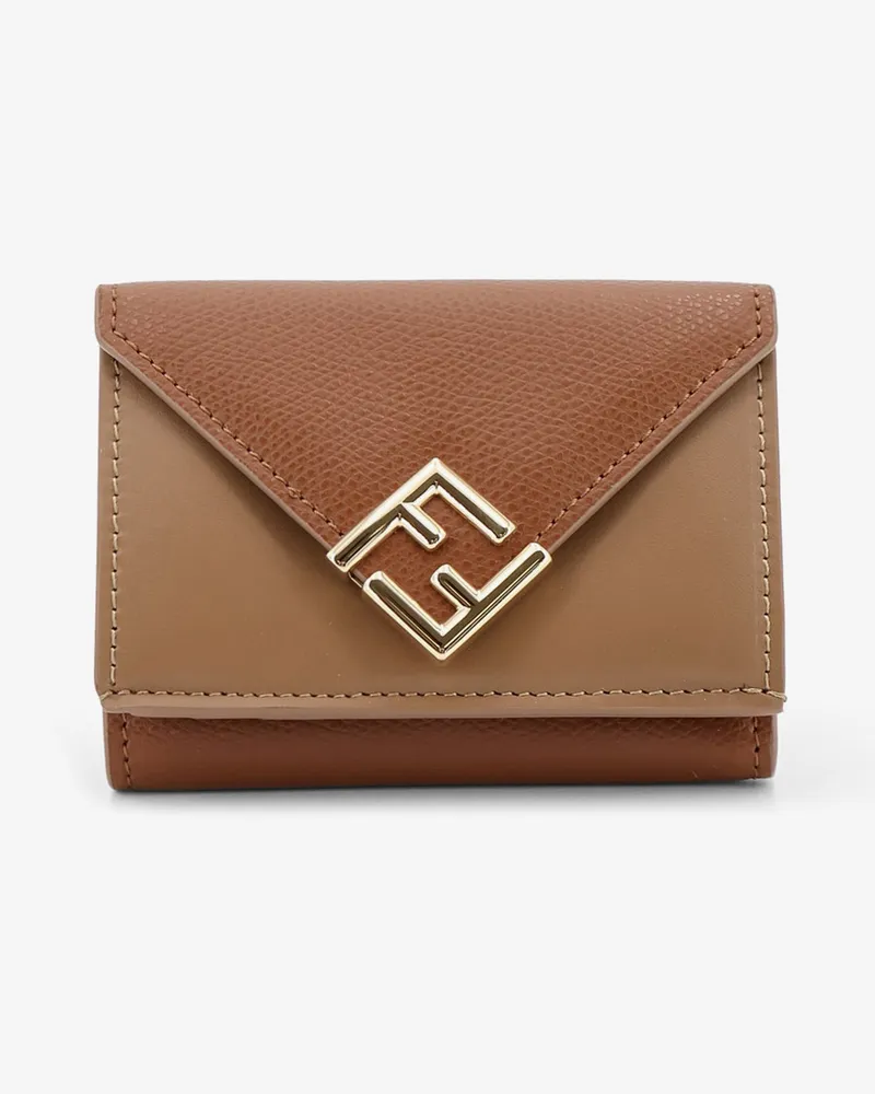 Fendi FF Diamonds Micro Trifold Leather Wallet -  - gender_Woman Brown