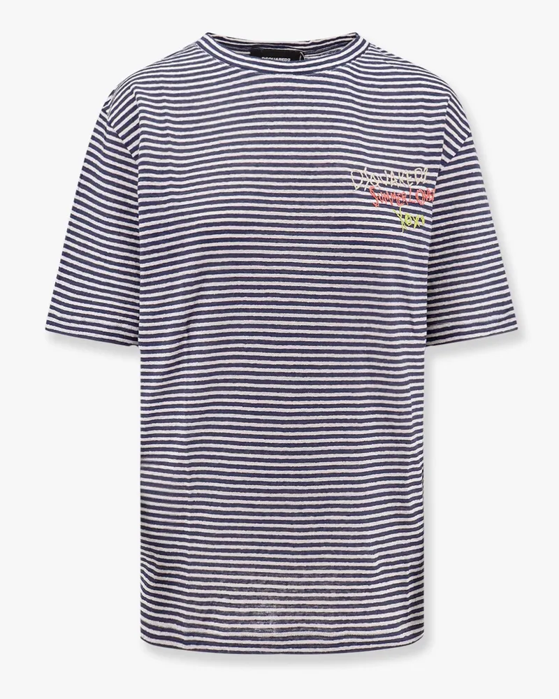 Dsquared2 Summer Lovers linen T-shirt - DSQUARED2 - gender_Woman Blue