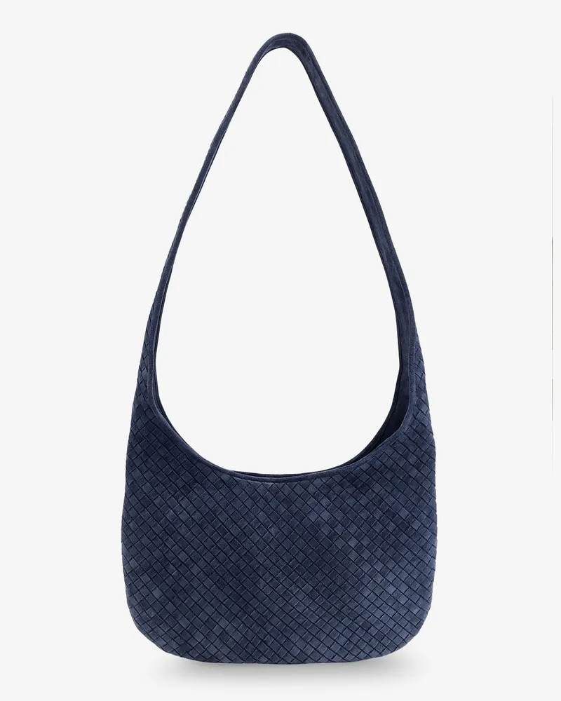 Bottega Veneta Veneto suede crossbody bag with Intrecciato motif -  - gender_Man Blue