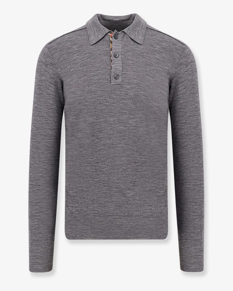 Burberry Mélange wool polo shirt -  - gender_Man Grey