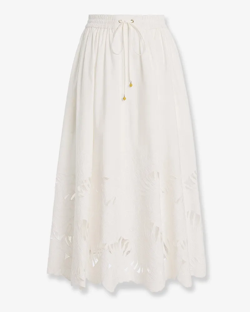 Zimmermann Mahon cotton skirt with embroidered detail on the bottom -  - gender_Woman White