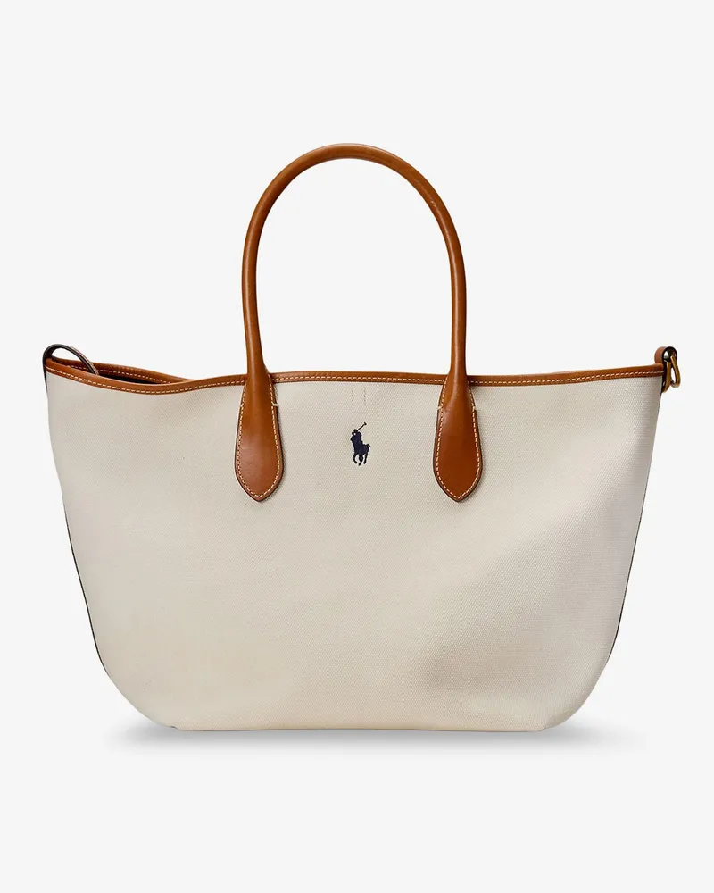 Ralph Lauren Canvas shopping bag with embroidered logo -  - gender_Woman Beige