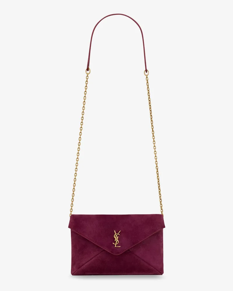 Saint Laurent Suede crossbody with metal Cassandre logo -  - gender_Woman Purple