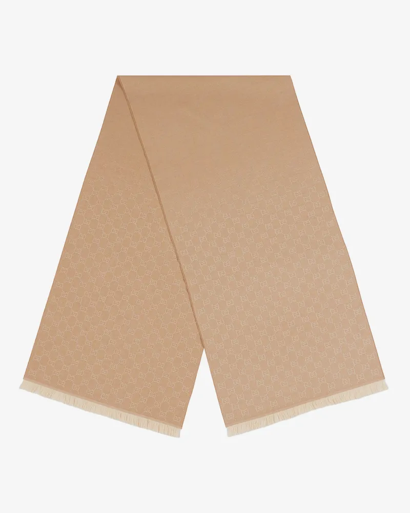 Gucci Jacquard wool scarf with GG motif -  - gender_Woman Beige