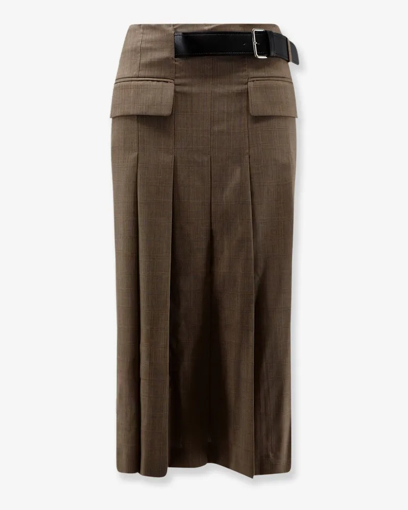 Semicouture Wool skirt with belt -  - gender_Woman Brown