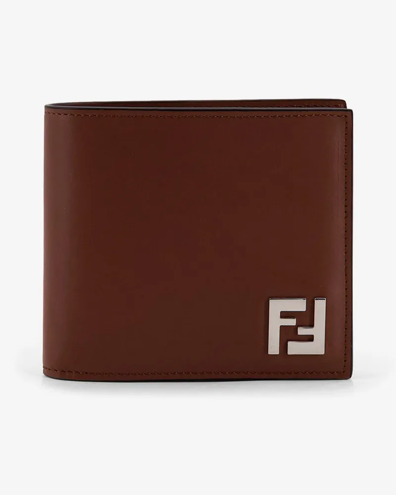 Fendi Leather and FF jacquard fabric bifold wallet -  - gender_Man Brown