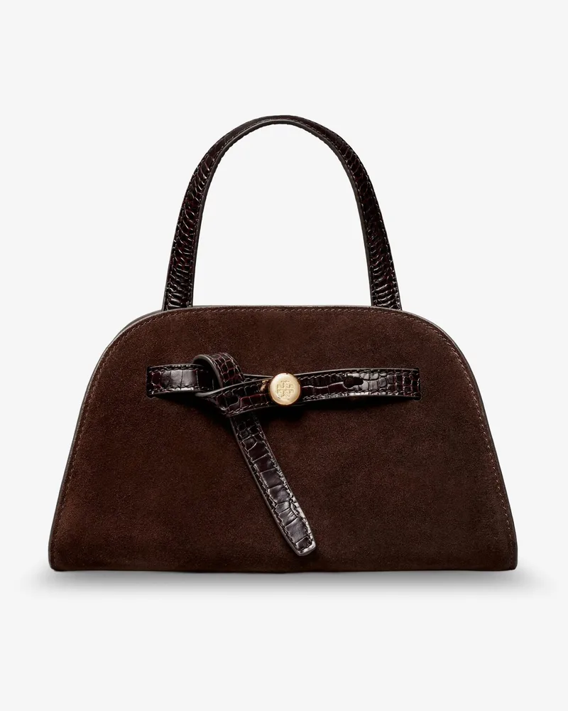 Tory Burch Romy Small suede satchel bag with shoulder strap -  - gender_Woman Brown