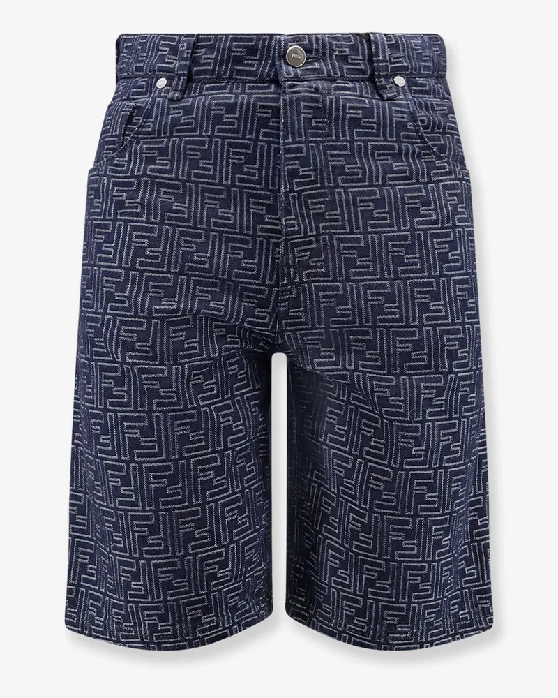 Fendi Denim bermuda shorts with all-over FF logo -  - gender_Man Blue
