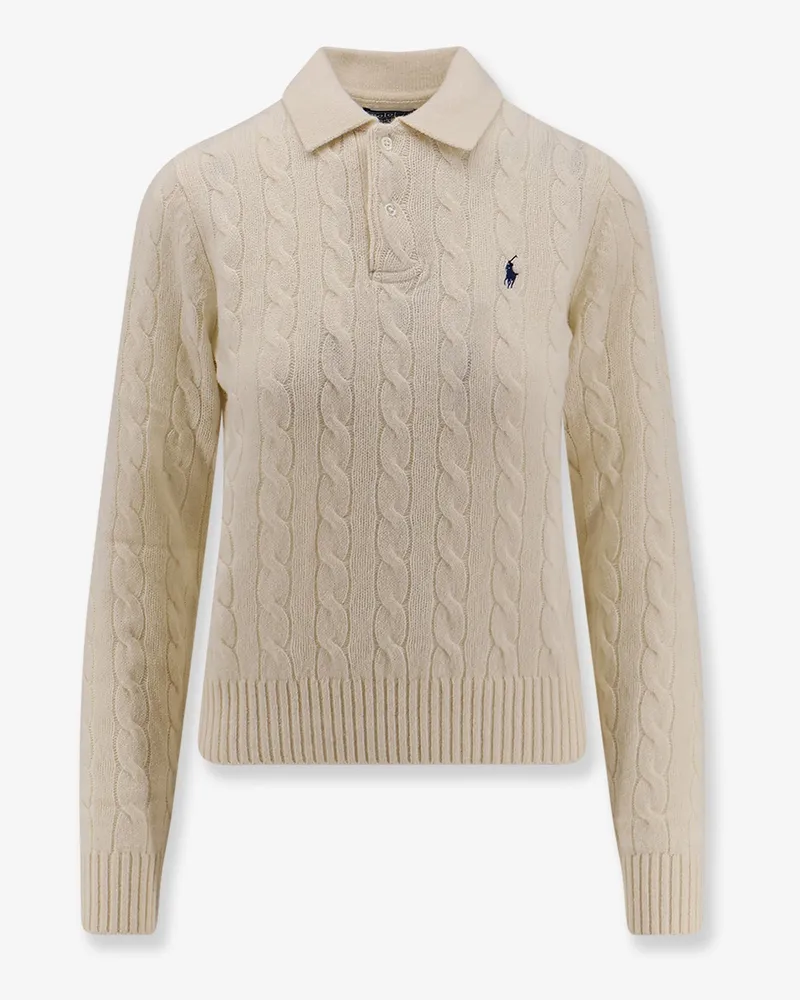 Ralph Lauren Braided knit wool and cashmere polo shirt -  - gender_Woman White
