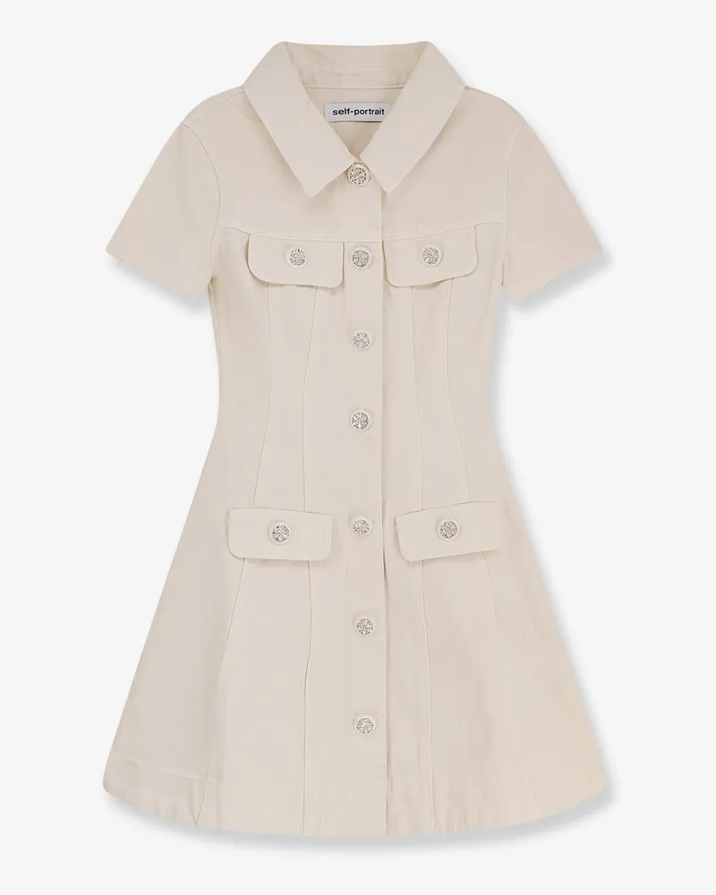 Self-Portrait Denim short dress -  - gender_Woman White