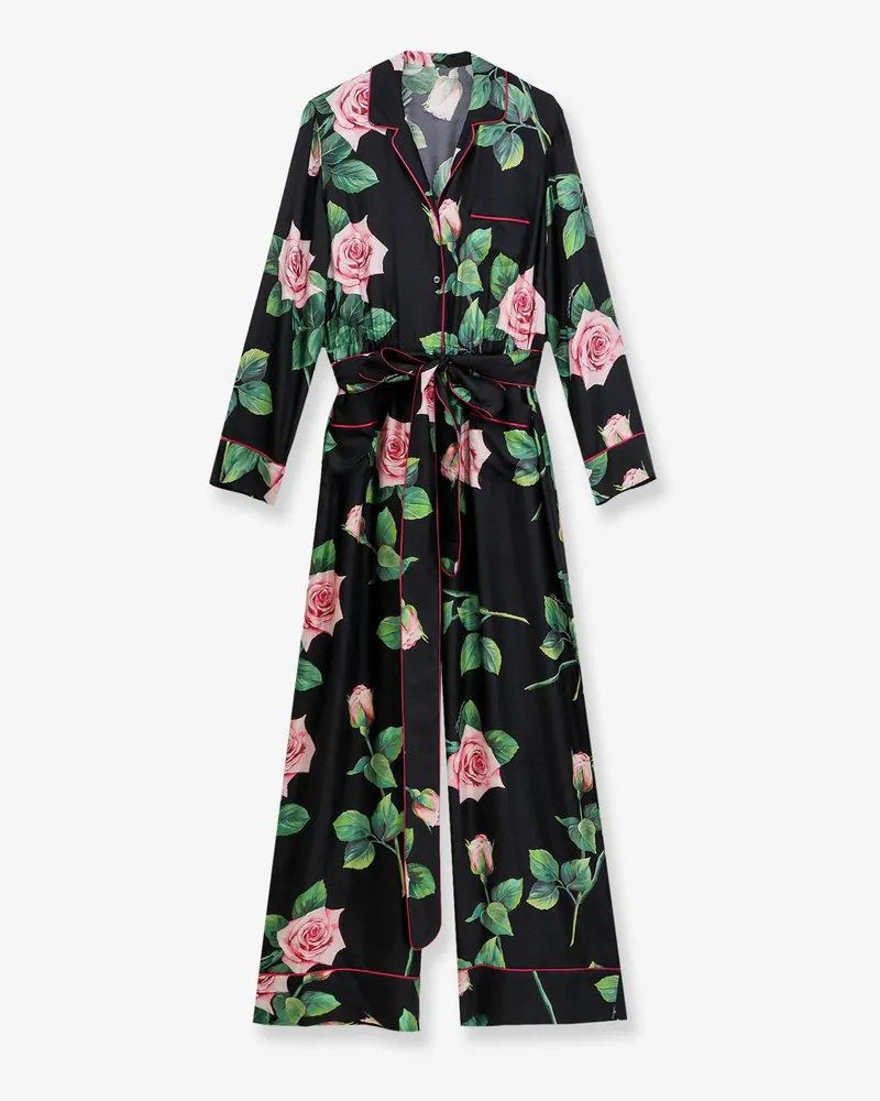 Dolce & Gabbana Silk jumpsuit with iconic print -  - gender_Woman Black