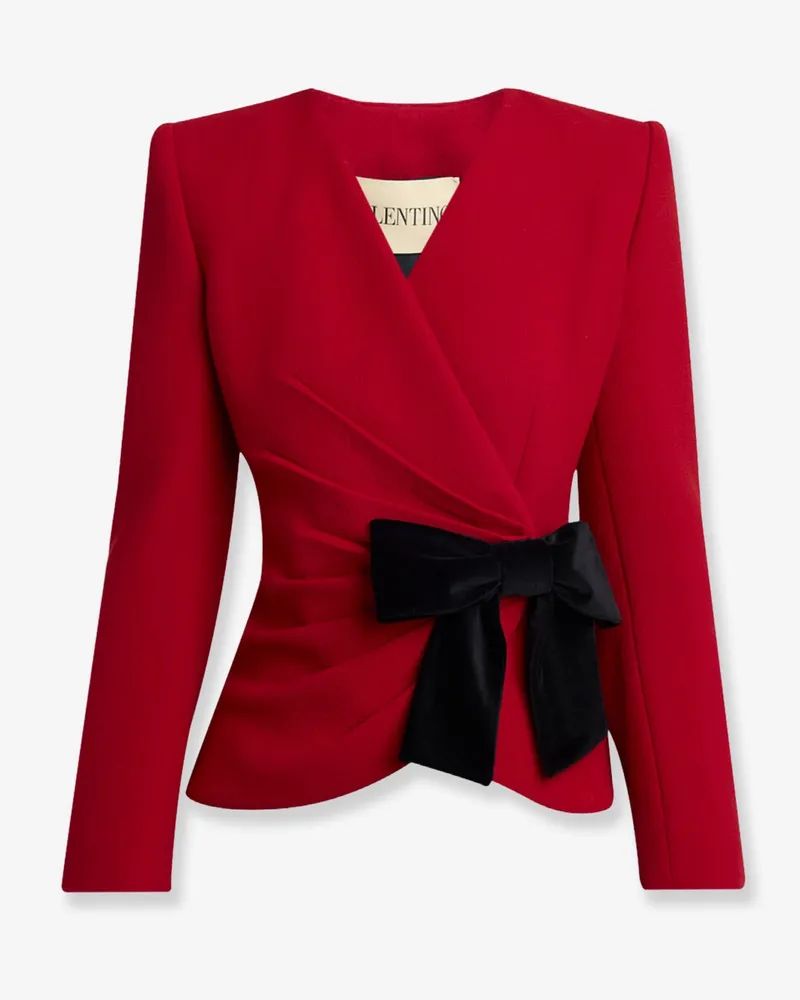Valentino Garavani Wool crepe blazer with bow -  - gender_Woman Red