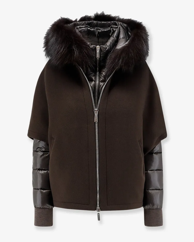 MOORER Pegaso a removable wool and cashmere blend down jacket -  - gender_Woman Brown