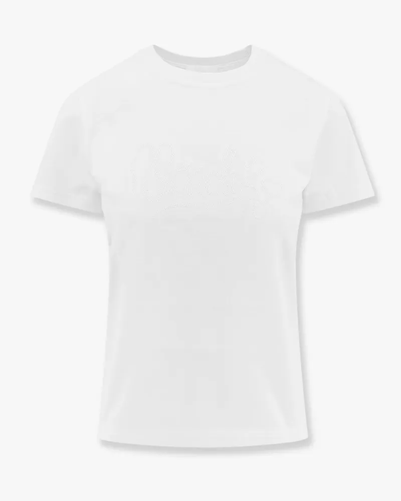 Moncler Cotton t-shirt with lurex logo embroidery -  - gender_Woman White