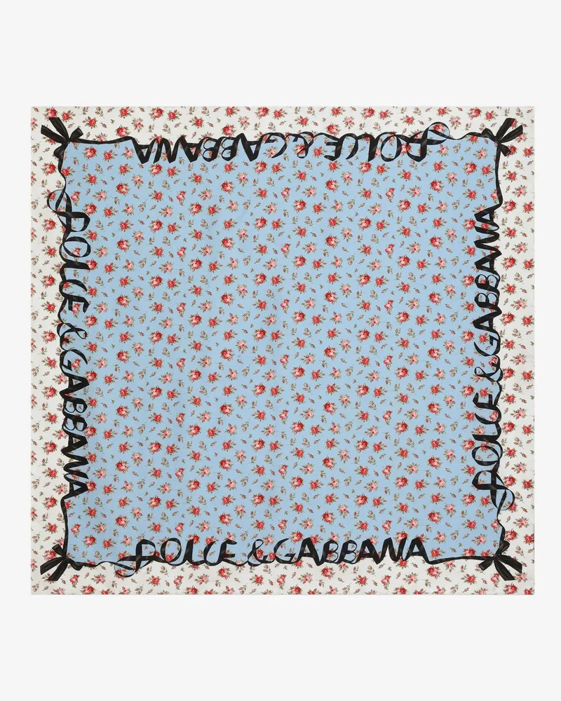 Dolce & Gabbana Silk foulard with Roselline print -  - gender_Woman Blue