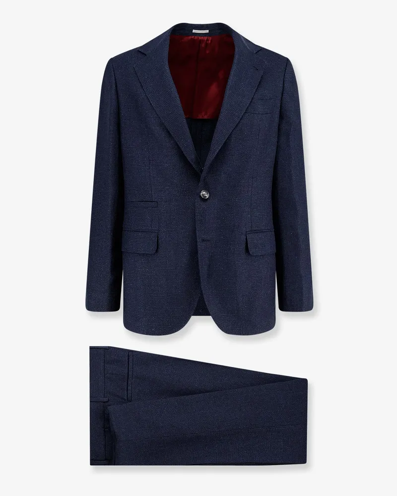 Brunello Cucinelli Silk, linen and wool suit -  - gender_Man Blue