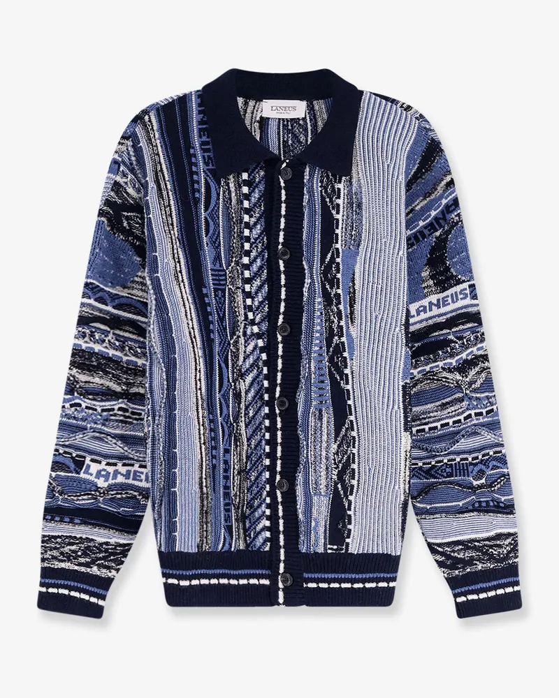 Laneus Jacquard-pattern cardigan -  - gender_Man Blue