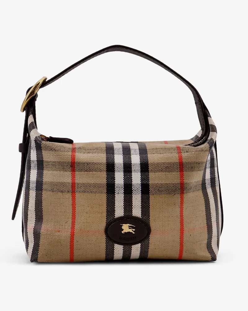 Burberry Coated canvas handbag with check pattern -  - gender_Woman Beige