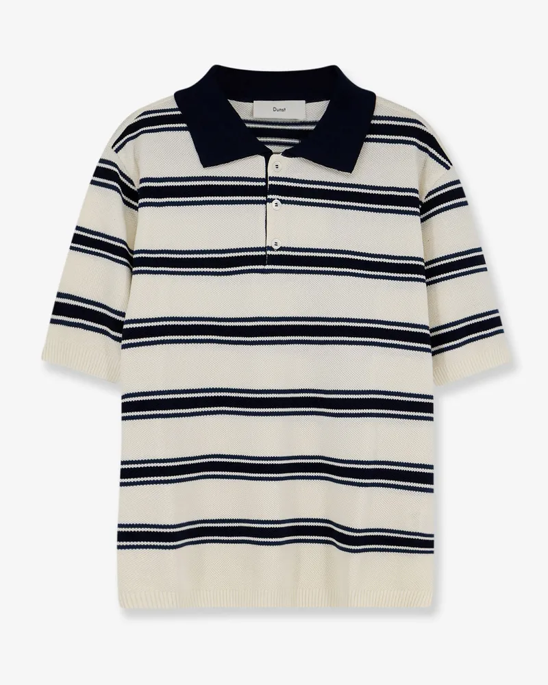 Dunst Unisex striped cotton polo shirt -  - gender_Man Beige