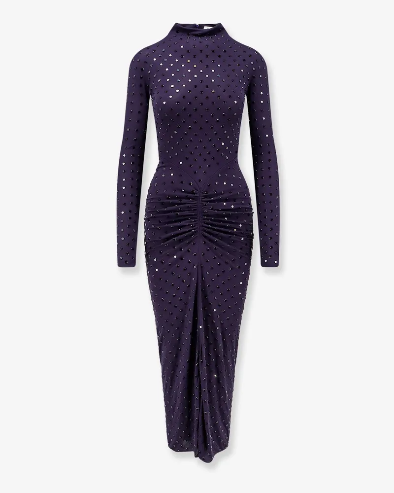 Alaïa Long viscose dress with all-over rhinestones -  - gender_Woman Purple