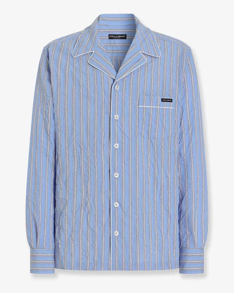 Dolce & Gabbana Vanity Pajamas froissé cotton shirt -  - gender_Man Blue