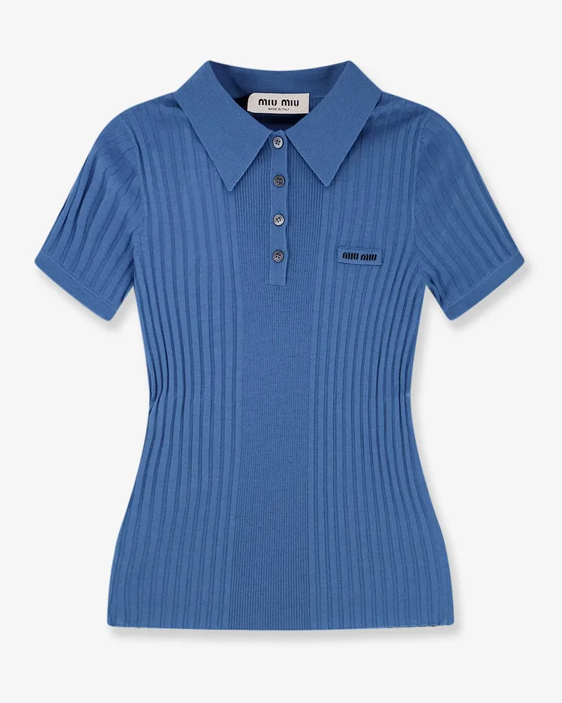 Miu Miu Virgin wool polo shirt -  - gender_Woman Blue