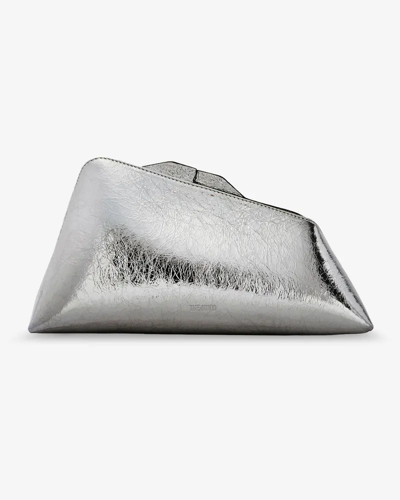 ATTICO 8.30 PM laminated leather clutch bag with logo engraved on the bottom -  - gender_Woman Silver