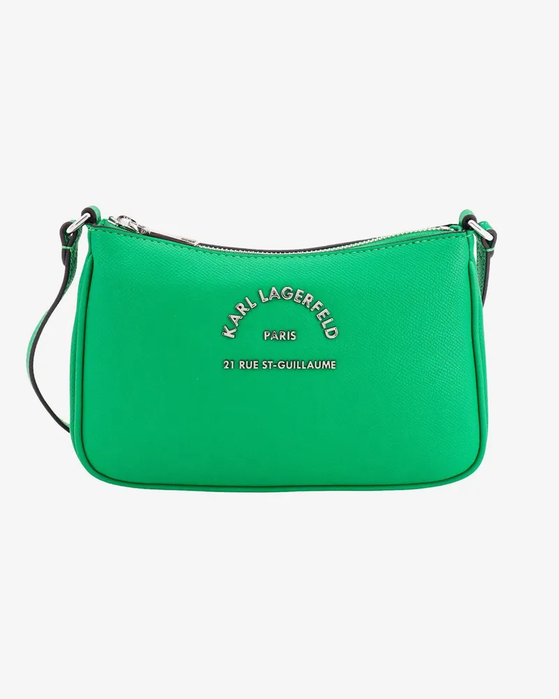 Karl Lagerfeld Leather shoulder bag with frontal metal logo -  - gender_Woman Green