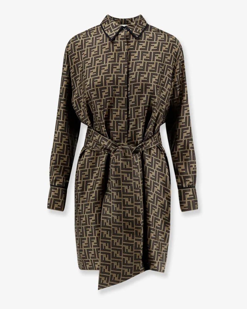 Fendi Silk dress with all-over FF motif -  - gender_Woman Brown