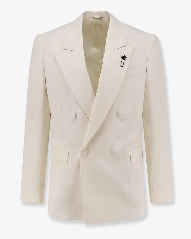 LARDINI Double-breasted viscose and silk blazer -  - gender_Man White
